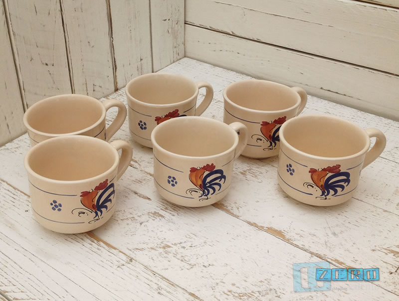 Servizio Tazza Latte da 6 in Terracotta - Ceramica decoro Gallo
