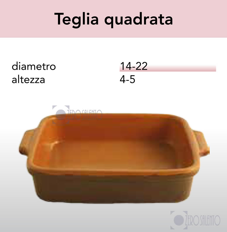 Teglia Quadrata per dolci in Terracotta - Pirofile serie Bruna