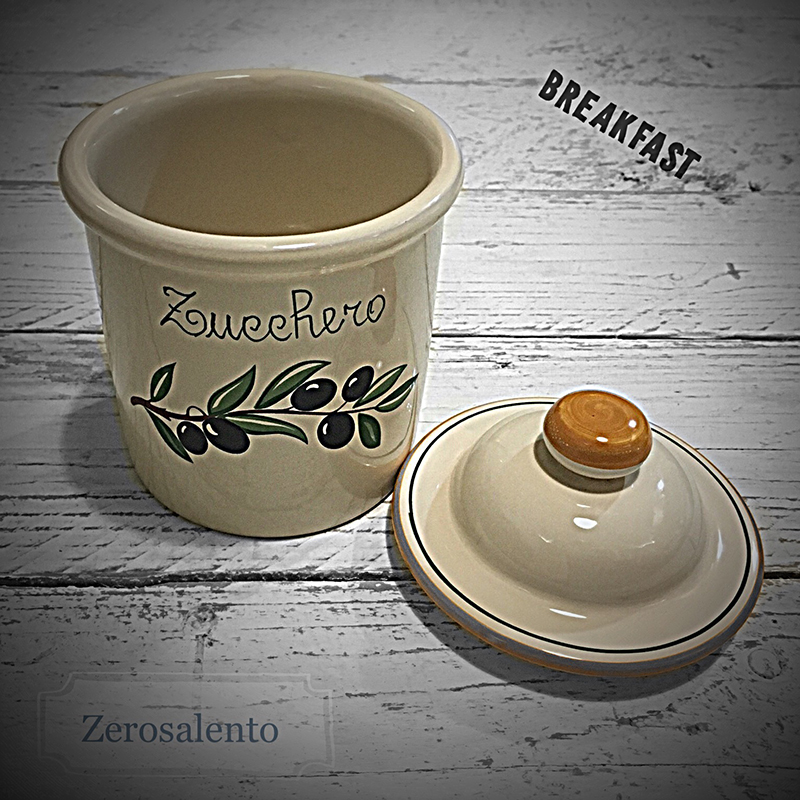 Barattolo con scritta Sale - Caffè - Zucchero in Terracotta Olive